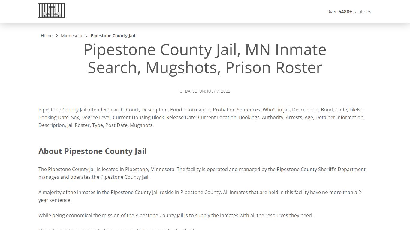 Pipestone County Jail, MN Inmate Search, Mugshots, Prison ...