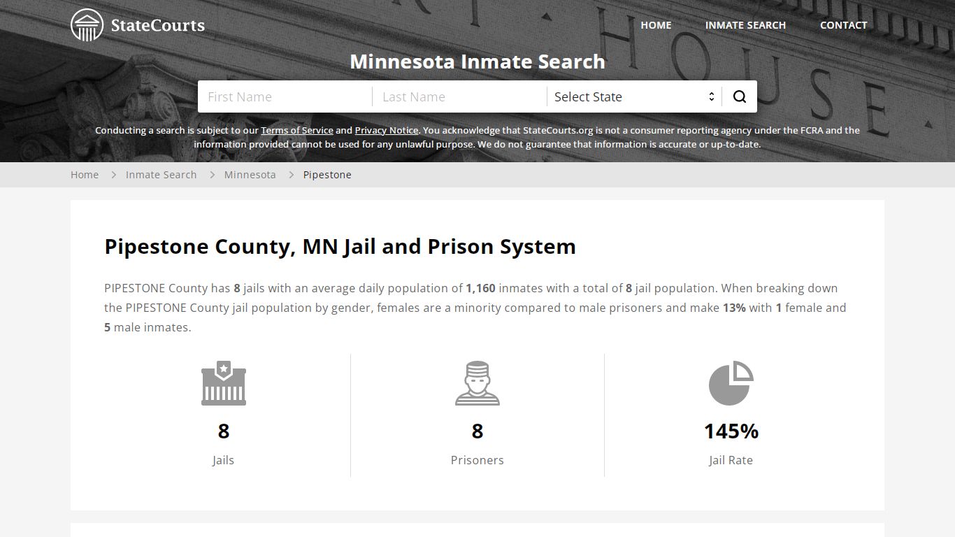 Pipestone County, MN Inmate Search - StateCourts